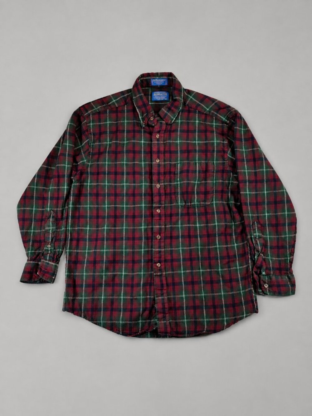 Sir Pendleton Mens XL Red Green Tartan Plaid Worsted Wool Shirt